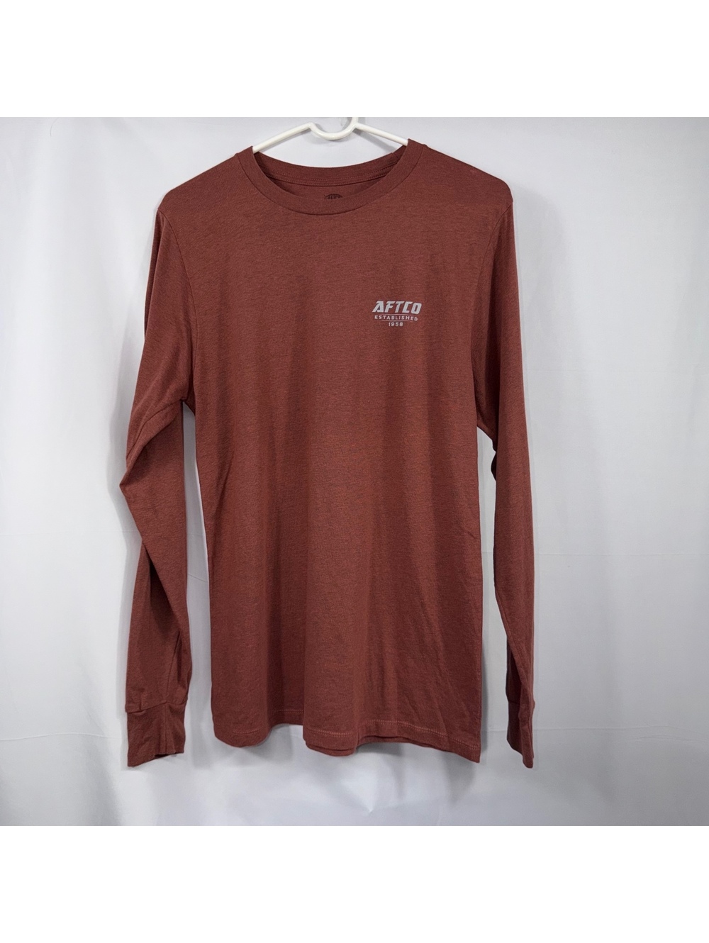 AFTCO Long Sleeve Graphic Fishing T-Shirt Men’s Small Heather Rust